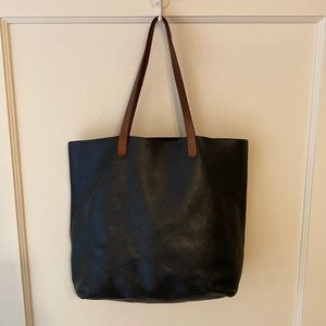 Madewell Transport Tote EUC black brown English saddle handles